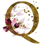 手绘水彩花卉英文字母logo