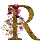 手绘水彩花卉英文字母logo