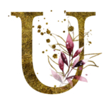 手绘水彩花卉英文字母logo