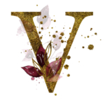 手绘水彩花卉英文字母logo