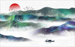 山水风景画电视背景墙