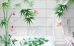 中国风3D竹子风景背景墙
