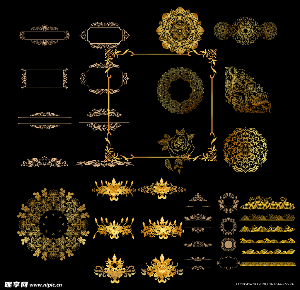 金色花纹花边