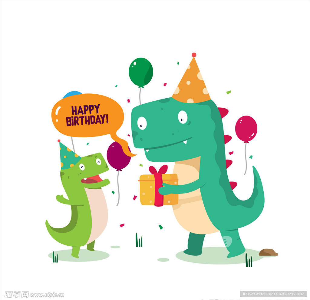 卡通动物生日