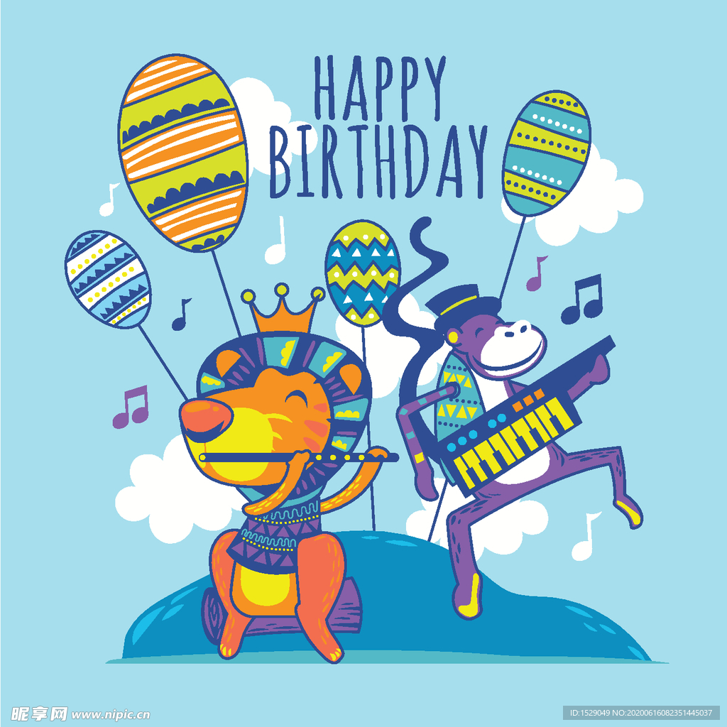 卡通动物生日