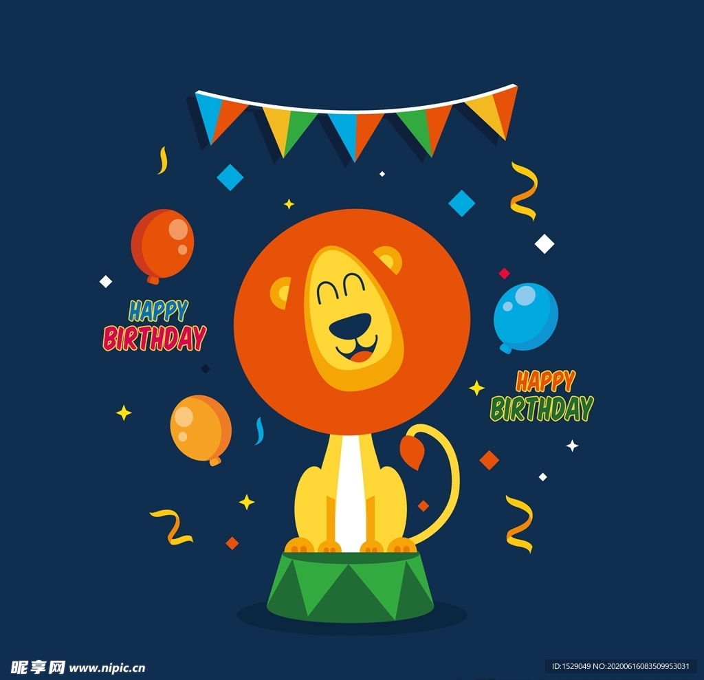 卡通动物生日
