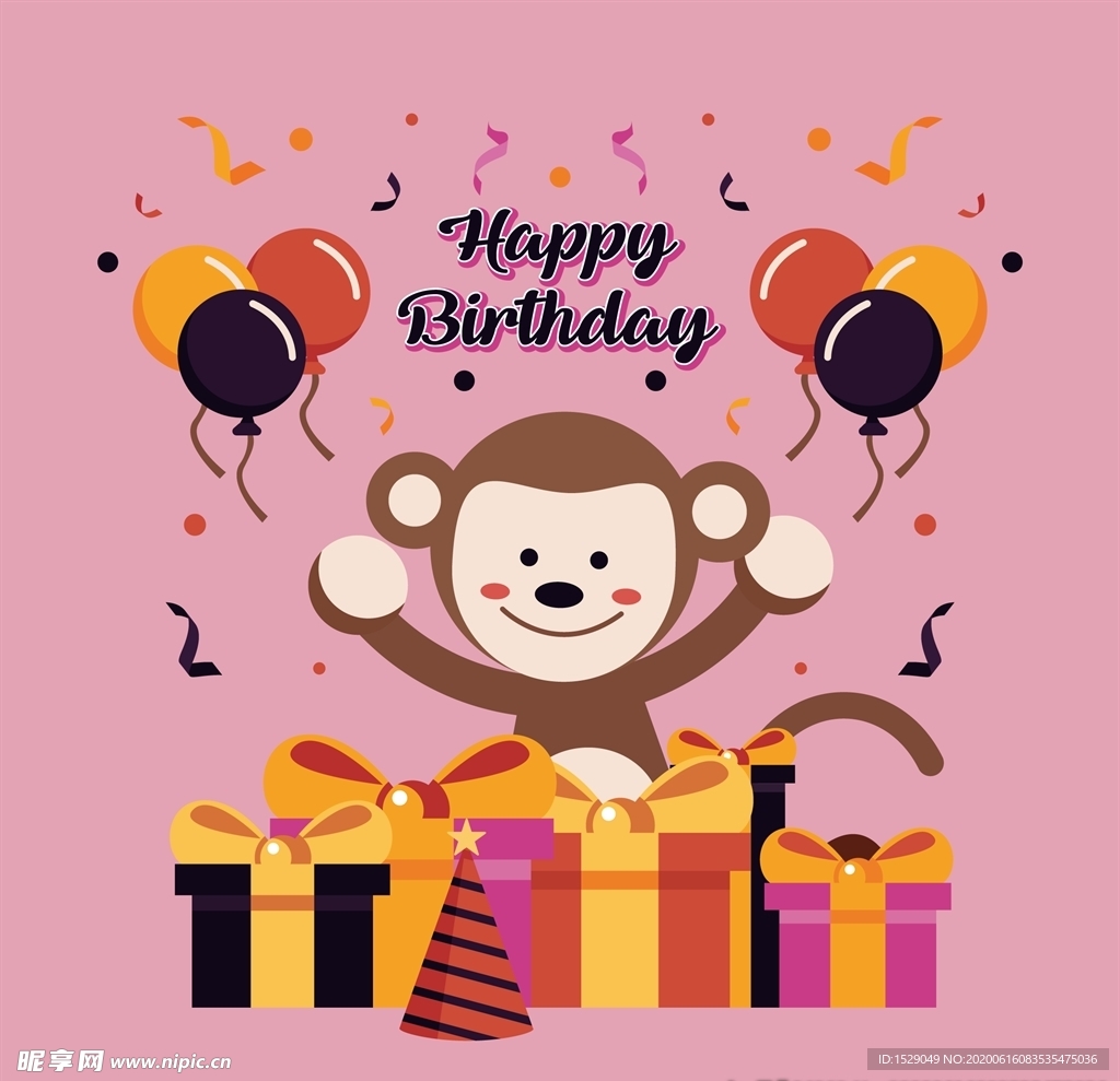 卡通动物生日