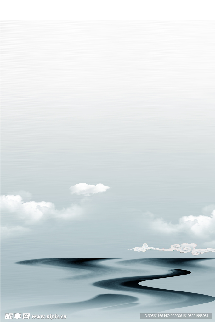 古风山水河流流动云朵云层背景