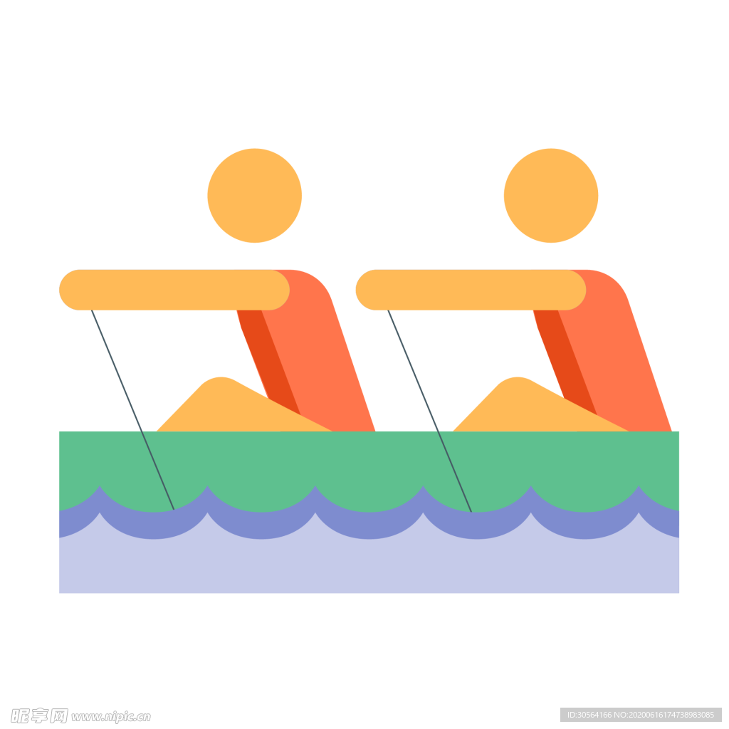 划船运动标志图形图标装饰素材