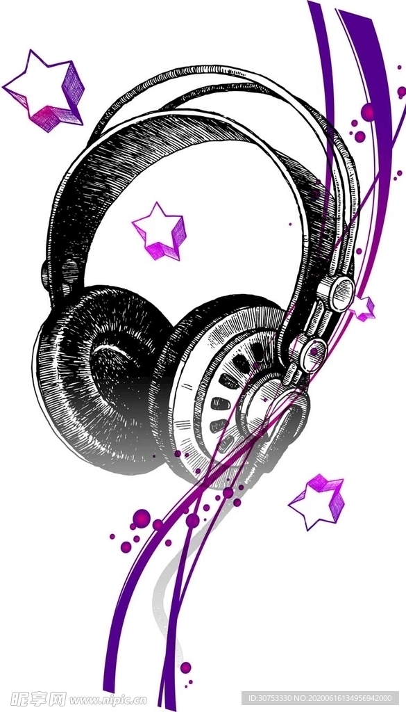 大牌 耳机 插画 矢量 歌曲