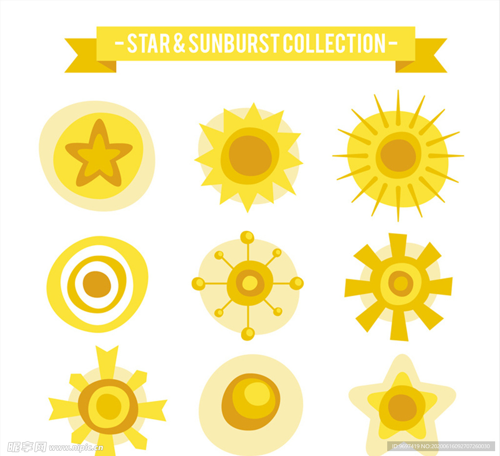 黄色太阳和星星矢量素材