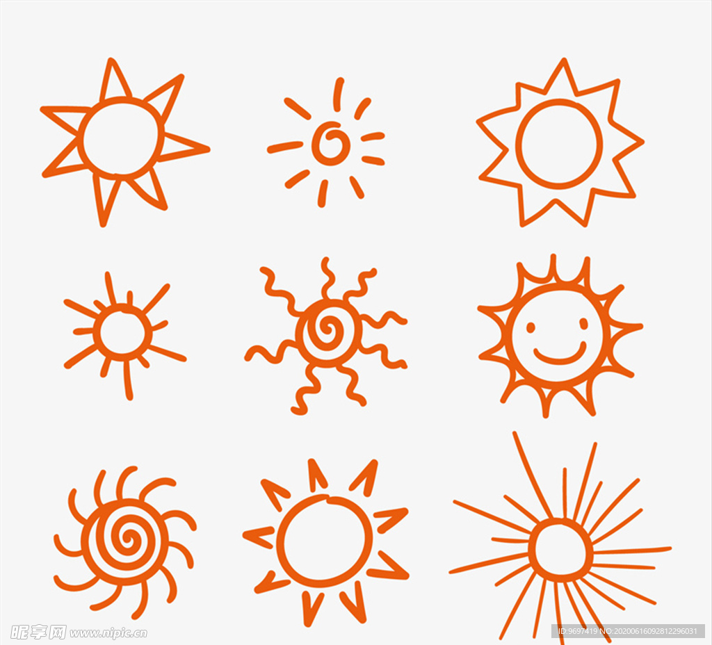 手绘太阳矢量素材