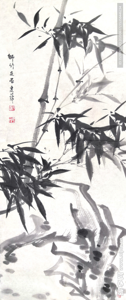 催件画墨竹