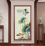 中式素雅荷花关画