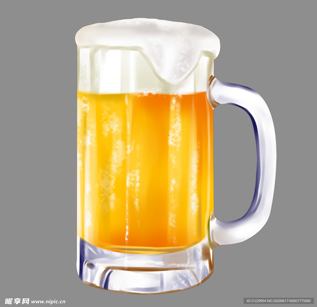 手绘写实啤酒凉凉素材