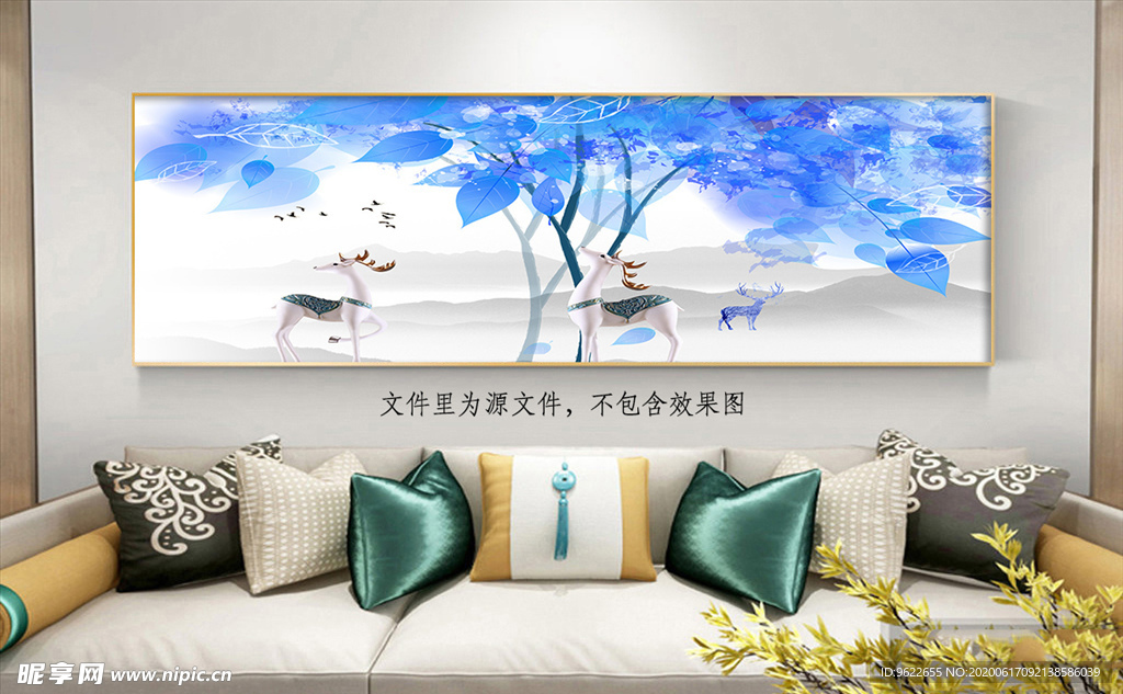 新中式麋鹿装饰画