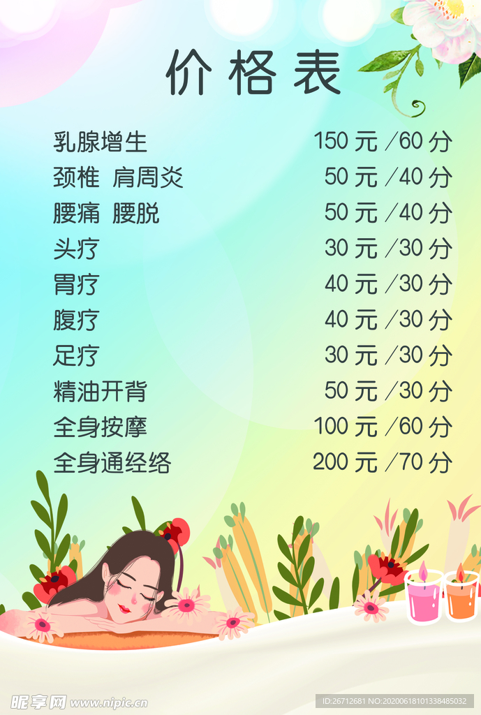 价格表