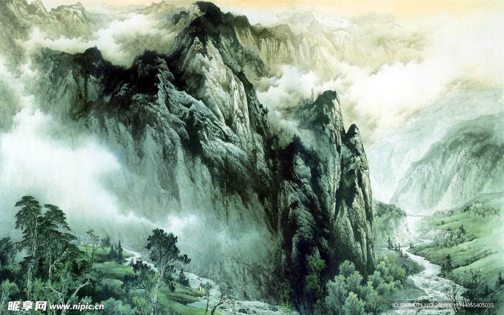 大气中国风的山水画