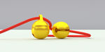 C4D金色铃铛模型 红绳铃铛