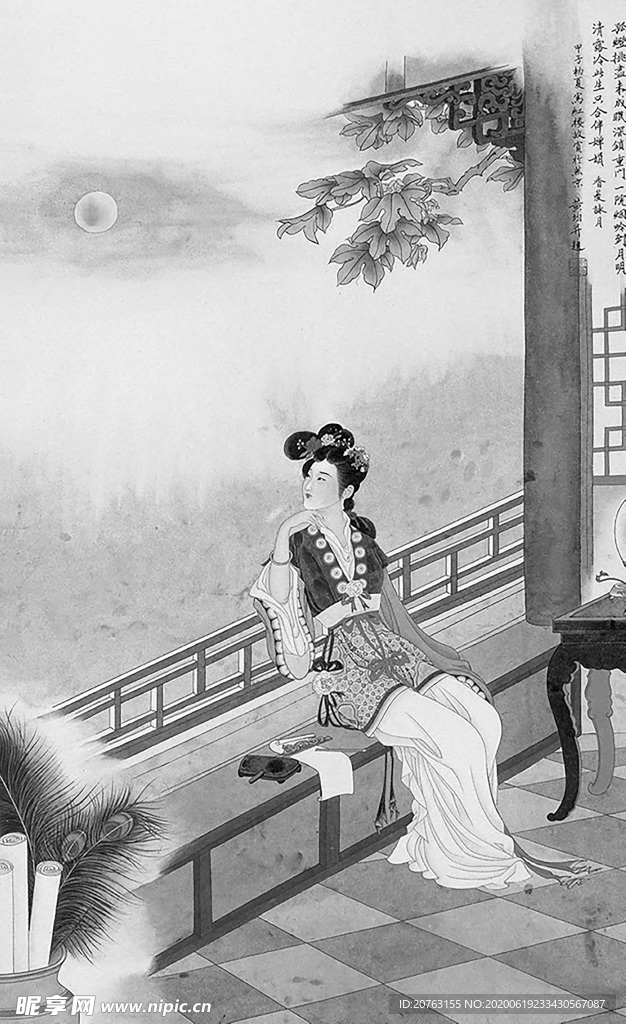 黑白工笔画