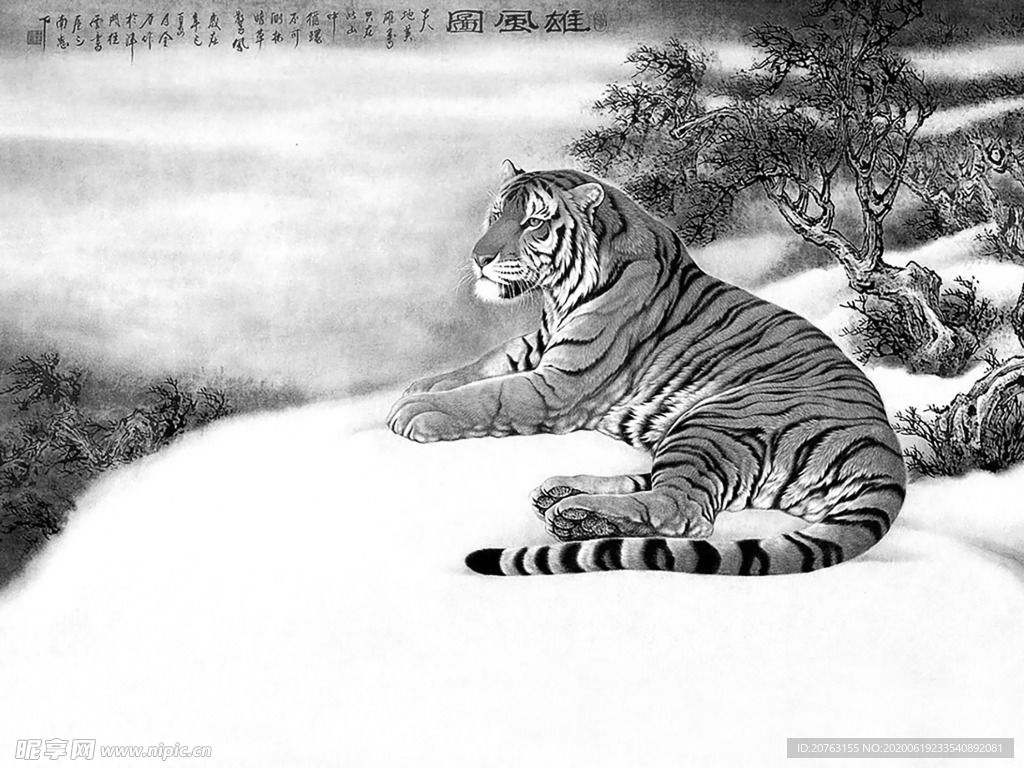 黑白工笔画