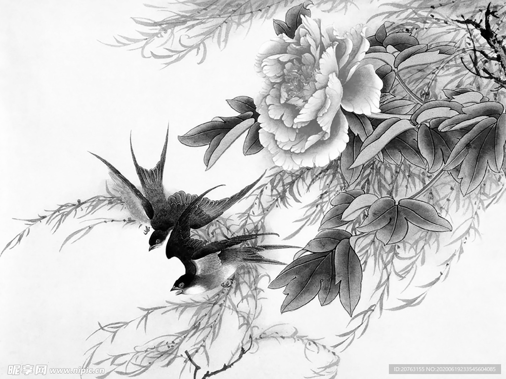 黑白工笔画