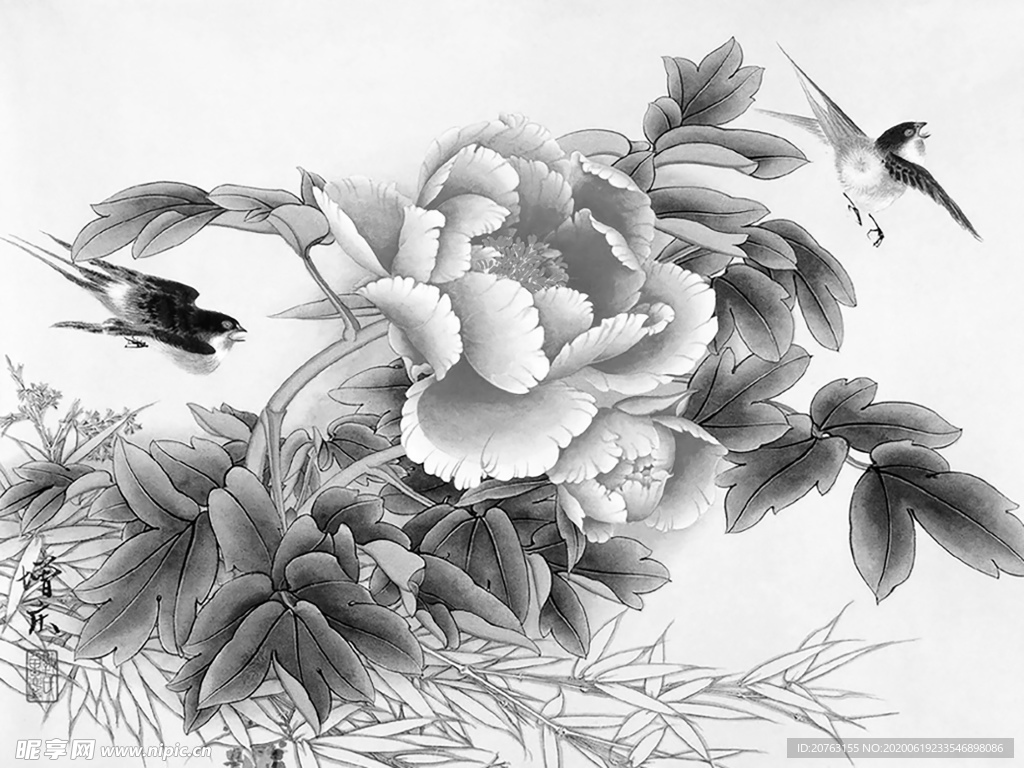 黑白工笔画