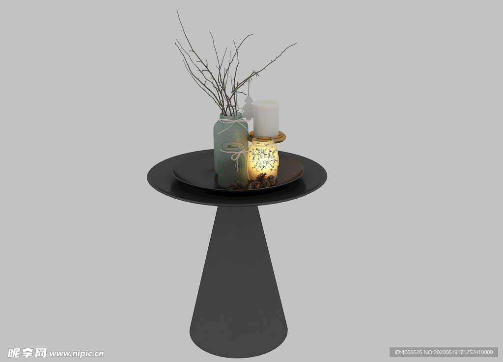 圆桌花瓶3d模型