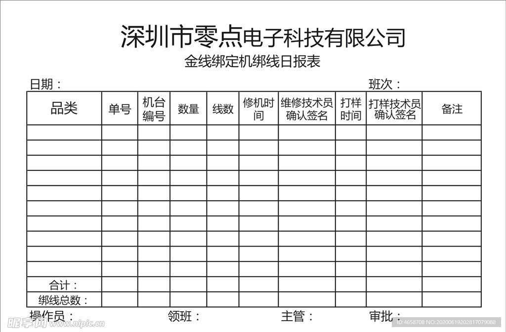 机绑线日报表