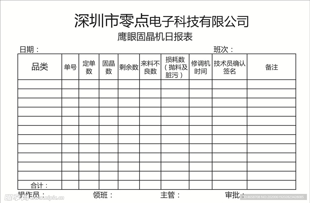 鹰眼固晶机日报表