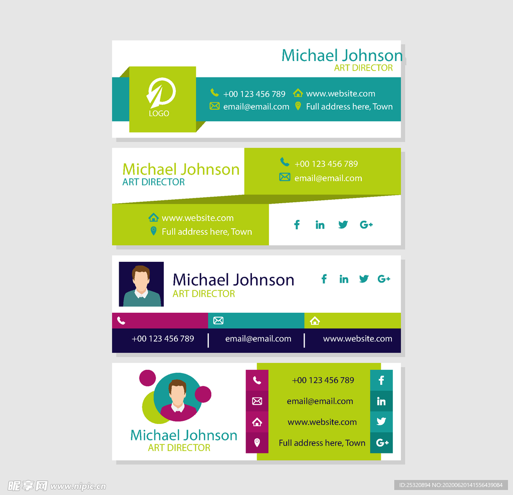 彩色邮箱签名模板矢量