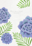 手绘绿色植物插画线稿图片