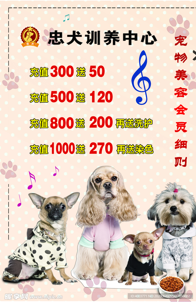 宠物店海报 价目表
