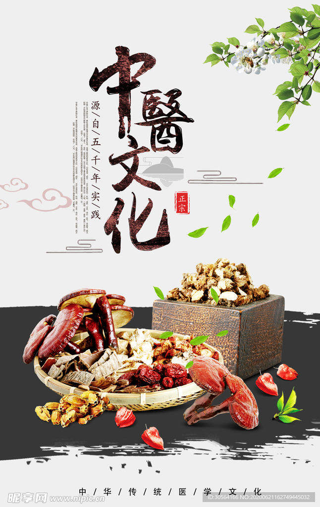 中医文化复古国风医药药材海报