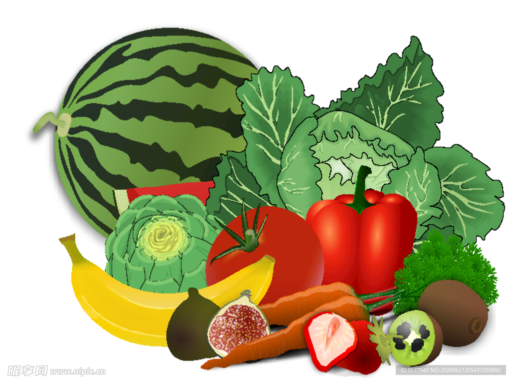 矢量水果蔬菜