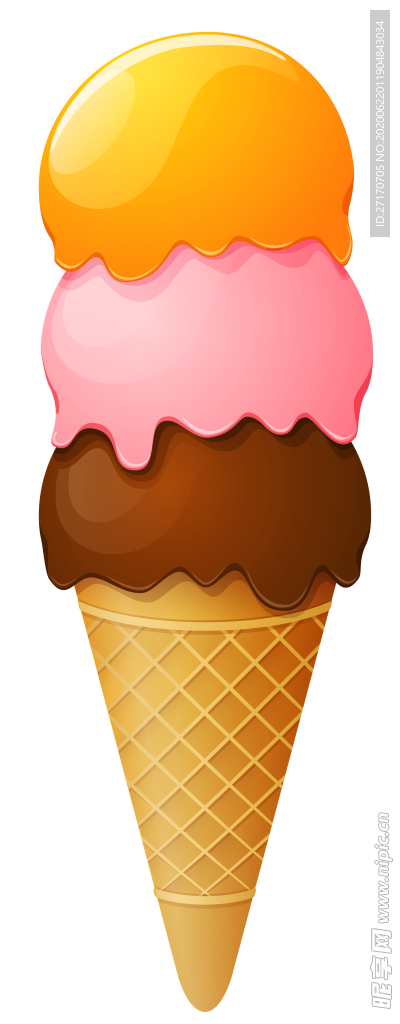 冰淇淋三色球免抠素材插画