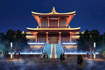中艺光影法门寺灯光夜景效果图