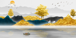 抽象麋鹿山水挂画