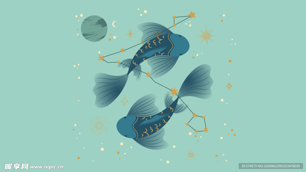 12星座双鱼座插画