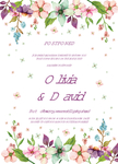 彩绘花朵装饰婚礼邀请卡