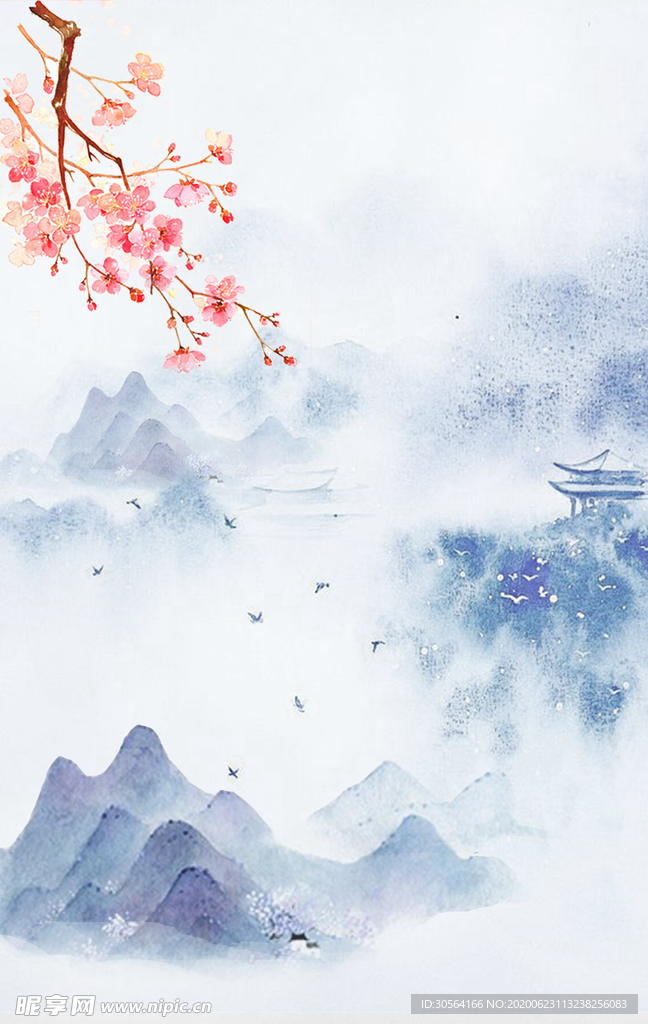 古风国风山水传统简约背景素材