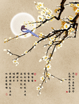 花鸟图移门素材玄关画国画山水画