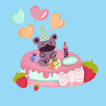 卡通可爱清新生日蛋糕元素