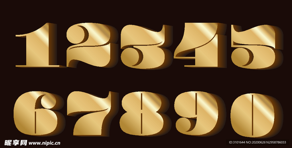 金色立体数字