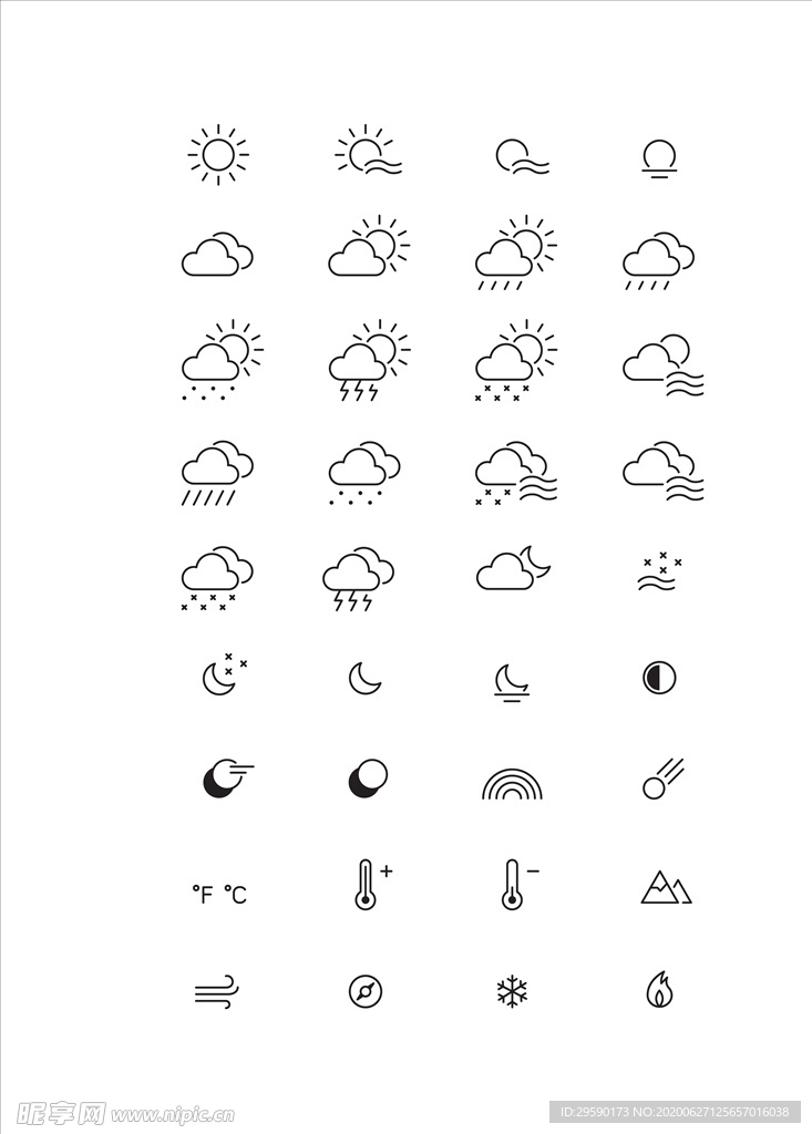 天气图标气候云图标下雨太阳图标
