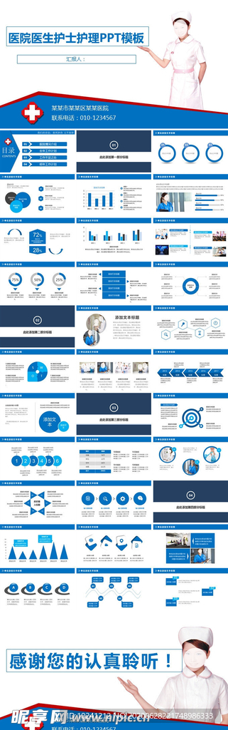 医院医生护士护理PPT模板