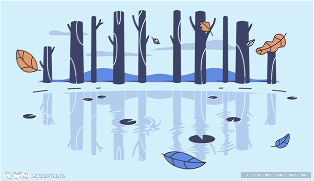 湖畔树林