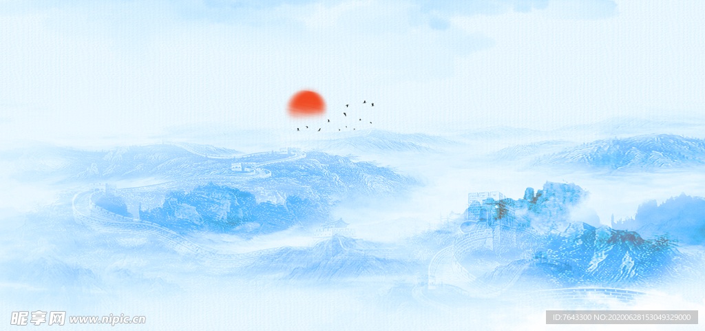 蓝色中国风背景