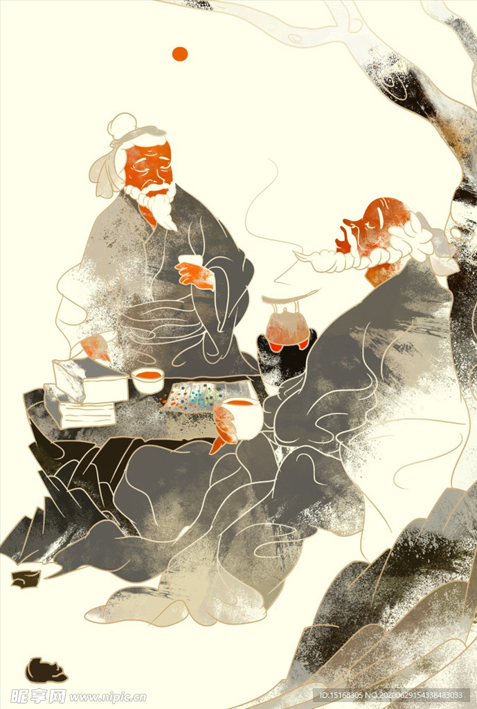 2020年中国风水墨古代人物