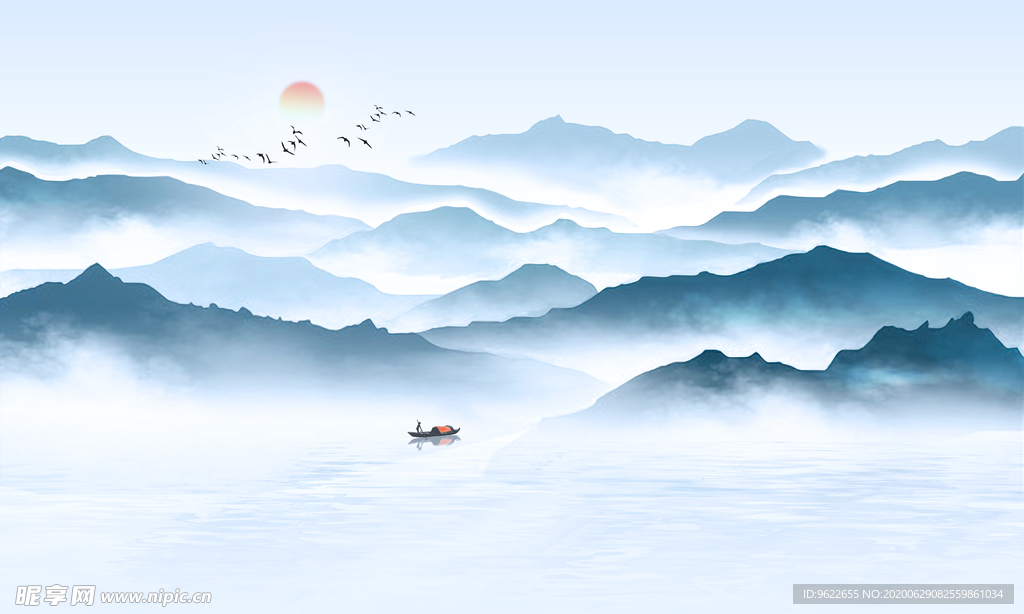 新中式山水背景